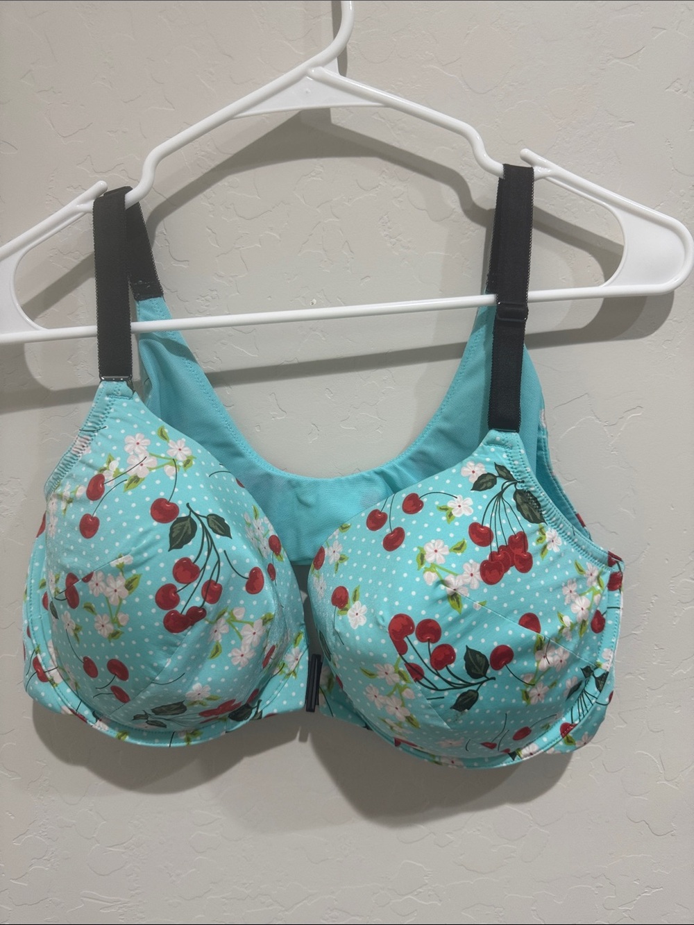 torrid Aqua Cherry Print Full Coverage Bra with Black Straps